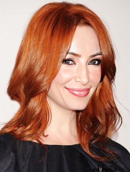 Lace Front Wavy Shoulder Length 16 inch Cheap Human Hair Christina Hendricks Wig