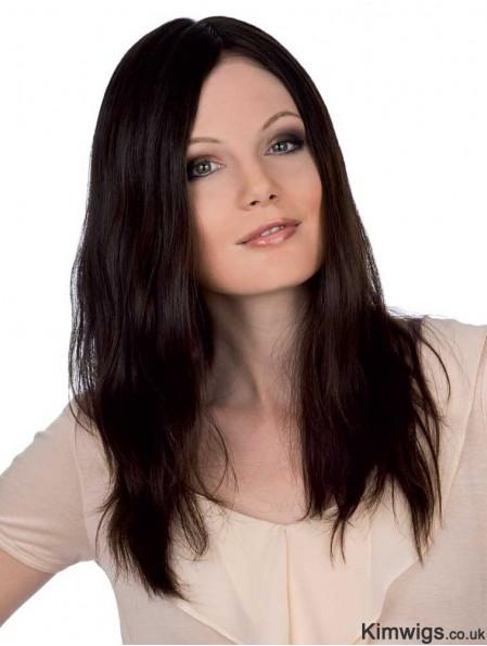 Straight Without Bangs Monofilament Brown Soft Long Wigs