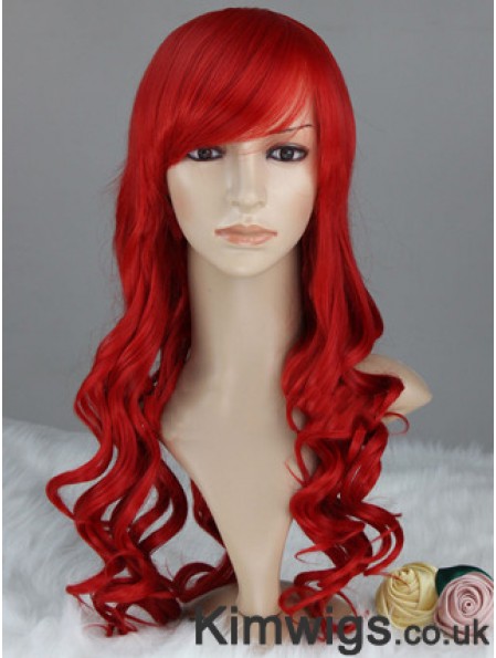 Wavy With Bangs Lace Front Discount 22 inch Red Long Wigs