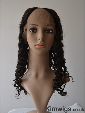 18 inch Lace Front Curly Black Fashionable U Part Wigs