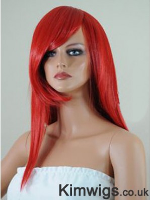 Straight With Bangs Lace Front Affordable 18 inch Red Long Wigs