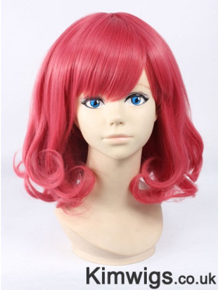 Wavy With Bangs Shoulder Length Red Cheapest Lace Front Wigs