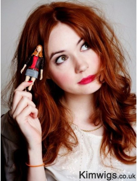 Without Bangs Long Copper Wavy 20 inch Fabulous Human Hair Karen Gillan Wigs