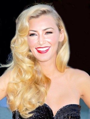 Perfect Blonde Long Wavy 24 inch Without Bangs Celebrity Lace Blake Lively Wigs