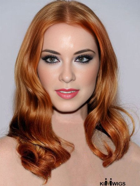 Without Bangs Long Copper Wavy 18 inch Cheapest Human Hair Jessica Chastain Wigs