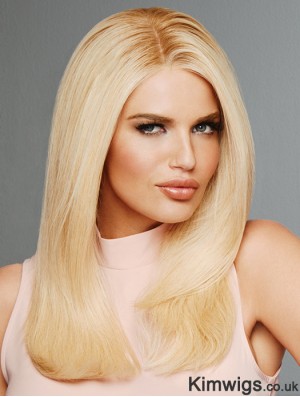 Straight Blonde Without Bangs 16 inch Remy Human Hair