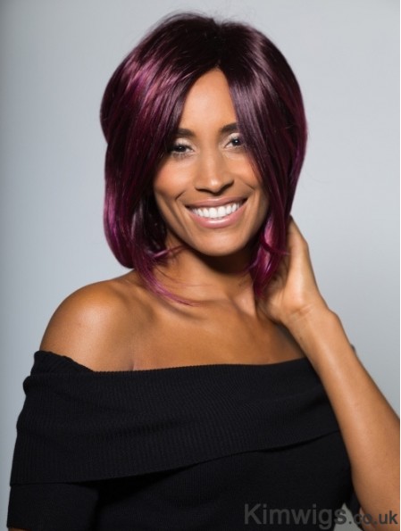 Purple Bob Wig UK Chin Length Lace Front Wig African American Wig
