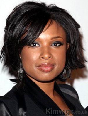 Black Chin Length Afro Wig Lace Front Jennifer Hudson Glueless Wig UK