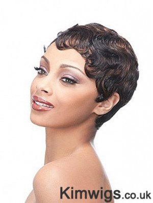 Short Brown Boycuts Wavy Trendy Full Lace Wigs