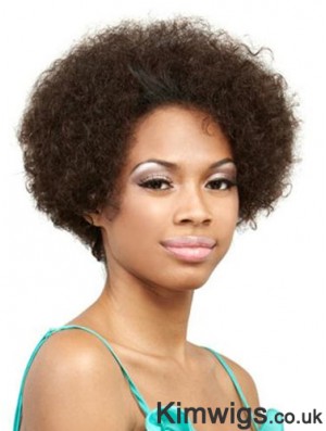 Human Hair Front Lace Wig Short Length Curly Style Brown Color