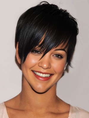 Rihanna Short Hair Wigs Boycuts Croppped Length Black Color