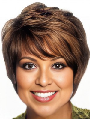 African American Hair With Layered Cut Shorted Length Brown Color