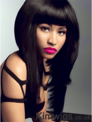18 inch Black Straight With Bangs Long Exquisite Nicki Minaj Wigs