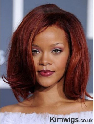 Natural Chin Length Red Straight Capless Rihanna Wigs