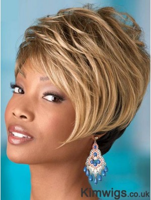 Short Blonde Wavy Boycuts Comfortable African American Wigs