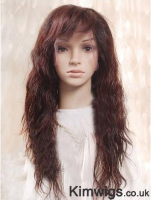 Auburn 100% Hand Tied Layered Wavy Remy Human Long Mono Wigs