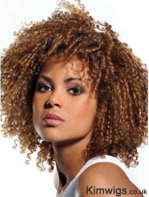 Wigs Human Hair African American Blonde Color With Bangs Kinky Style