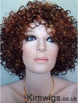 Kinky Layered Chin Length High Quality Auburn Synthetic Wigs