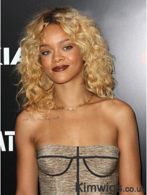 Rihanna Blonde Wig Indian Remy Curly Style Layered Cut