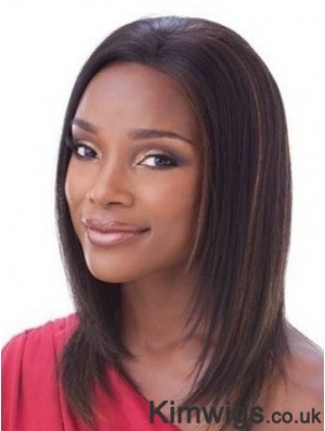 Without Bangs Best Straight Auburn Shoulder Length Human Hair Lace Front Wigs