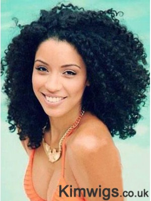 Shoulder Lace Front Remy Human Black Kinky Curly Afro Wig