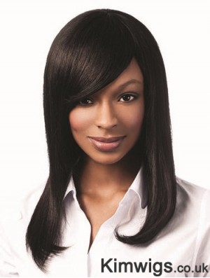 Long Black Yaki With Bangs Hairstyles African American Wigs