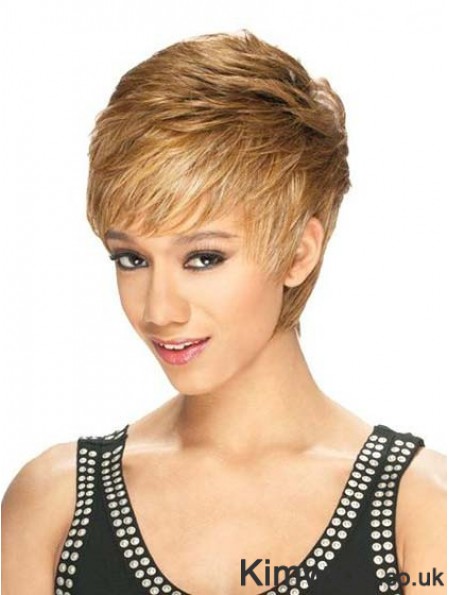 Designed Cropped Straight 8 inch Synthetic Glueless Lace Front Wigs