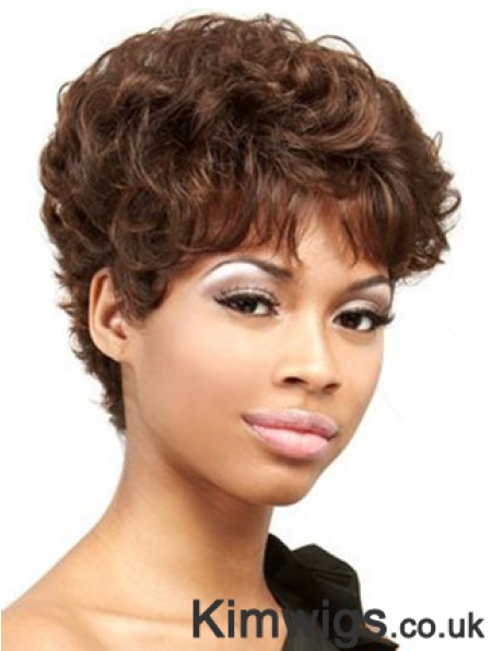 Cropped Auburn Curly Boycuts Convenient African American Wigs