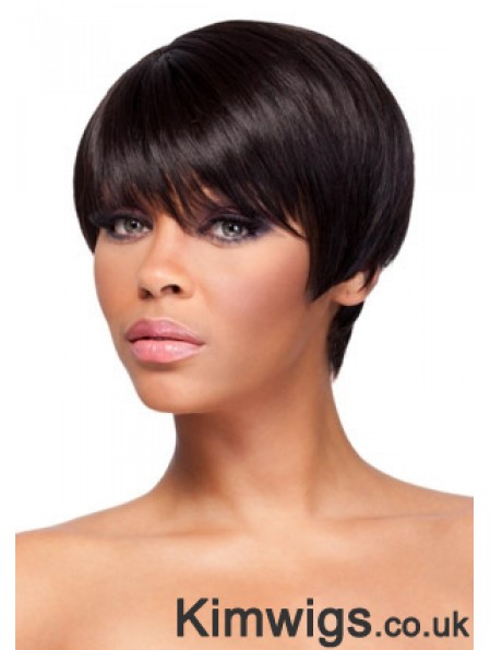 Cropped Auburn Straight Boycuts Gorgeous African American Wigs