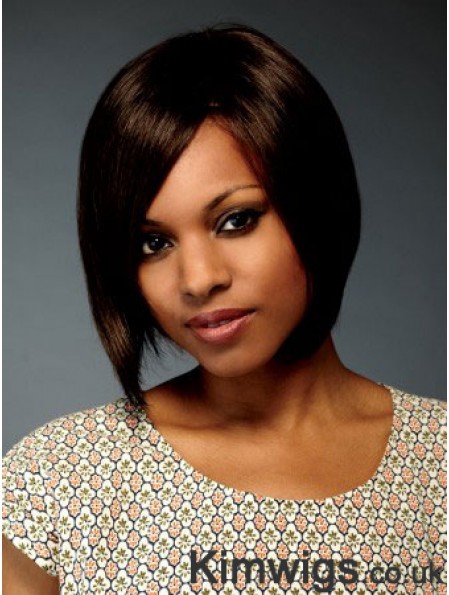 Chin Length Brown Straight Bobs Flexibility African American Wigs