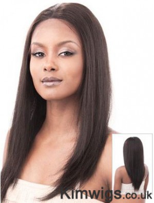 Auburn 16 inch Sleek Long Yaki Without Bangs Lace Wigs