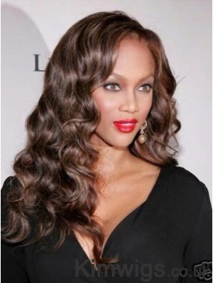 Top Brown Long Curly 18 inch Without Bangs Celebrity Lace Wigs