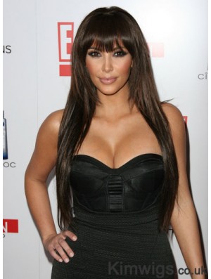 Brown Long Straight Lace Front Comfortable 26 inch Kim Kardashian Wigs