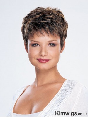 Straight Layered Cropped Modern Brown Synthetic Wigs