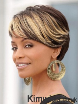 8 inch Synthetic Black Short Straight Wigs For African American Women