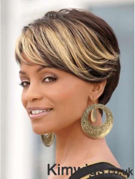 8 inch Synthetic Black Short Straight Wigs For African American Women