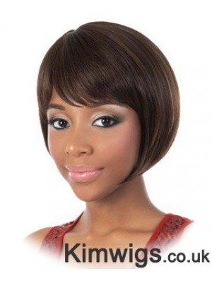 Chin Length Brown Straight Bobs Fashion African American Wigs