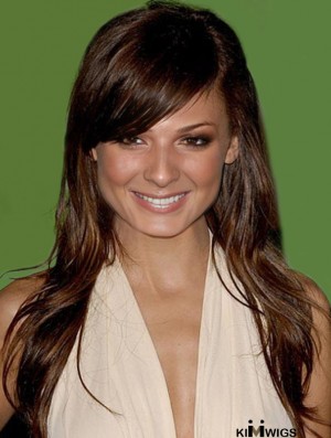 Style Brown Long Wavy 23 inch With Bangs Nicole Richie Lace Wigs