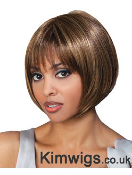 Chin Length Brown Straight Bobs Top African American Wigs