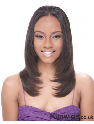 Long Brown Straight Without Bangs Suitable African American Wigs