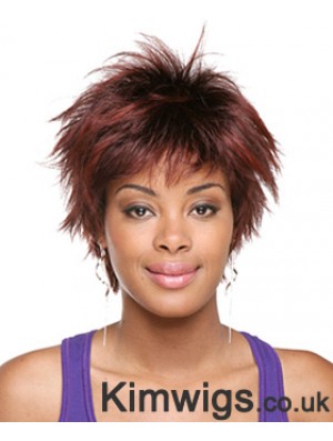 Short Red Straight Layered Sassy African American Wigs