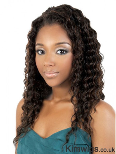 Long Brown Curly Without Bangs Best African American Wigs