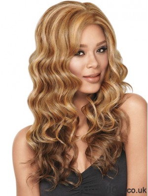 Wavy Without Bangs Long Sleek Blonde Synthetic Wigs