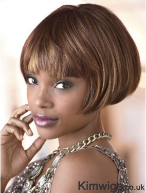 Short Brown Straight Bobs Natural African American Wigs