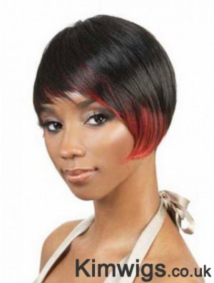 Short Black Straight Layered Fashionable African American Wigs