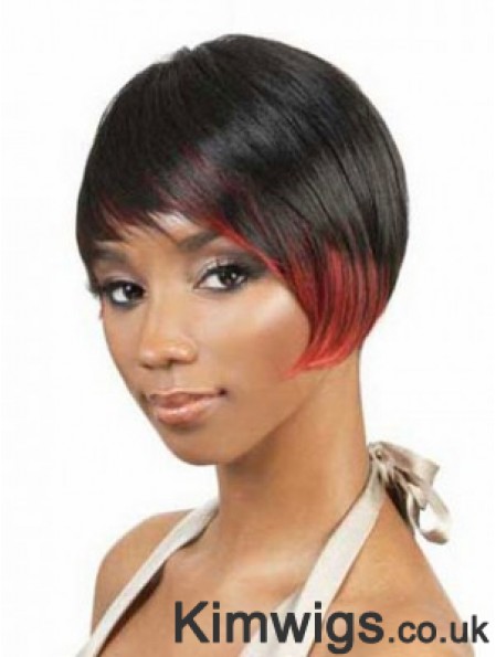 Short Black Straight Layered Fashionable African American Wigs