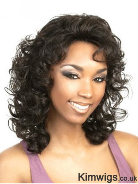 Curly Black Fashion Shoulder Length Classic Wigs