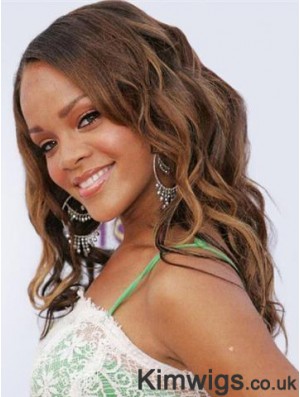 Fabulous Long Brown Wavy Lace Front Rihanna Wigs