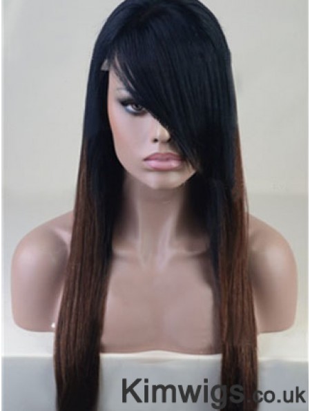Long Straight With Bangs Full Lace 26 inch Stylish Black Women Wigs