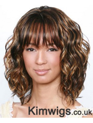 Shoulder Length Brown Curly Layered Best African American Wigs